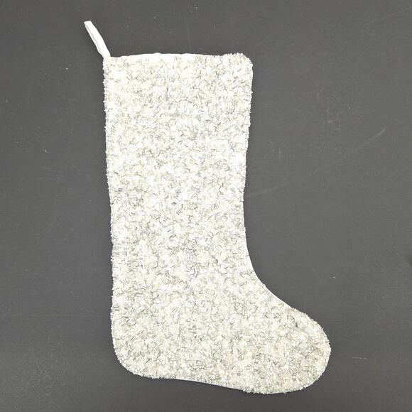Rachel Zoe Christmas Stocking Stuffer Beaded Pearl Luxury Glam Shabby 19" EUC - Picture 2 of 10